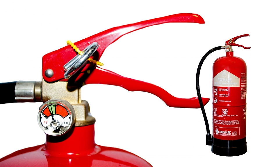 Fire Extinguisher Close Up With Pressure Gauge