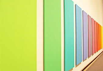 Colorful vertical panels on a white wall