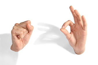 Hands Making Okay Sign And Fist On White Background