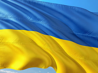 Ukraine Flag Waving in the Wind