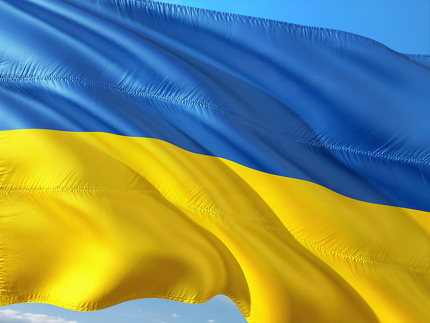Ukraine Flag Waving in the Wind