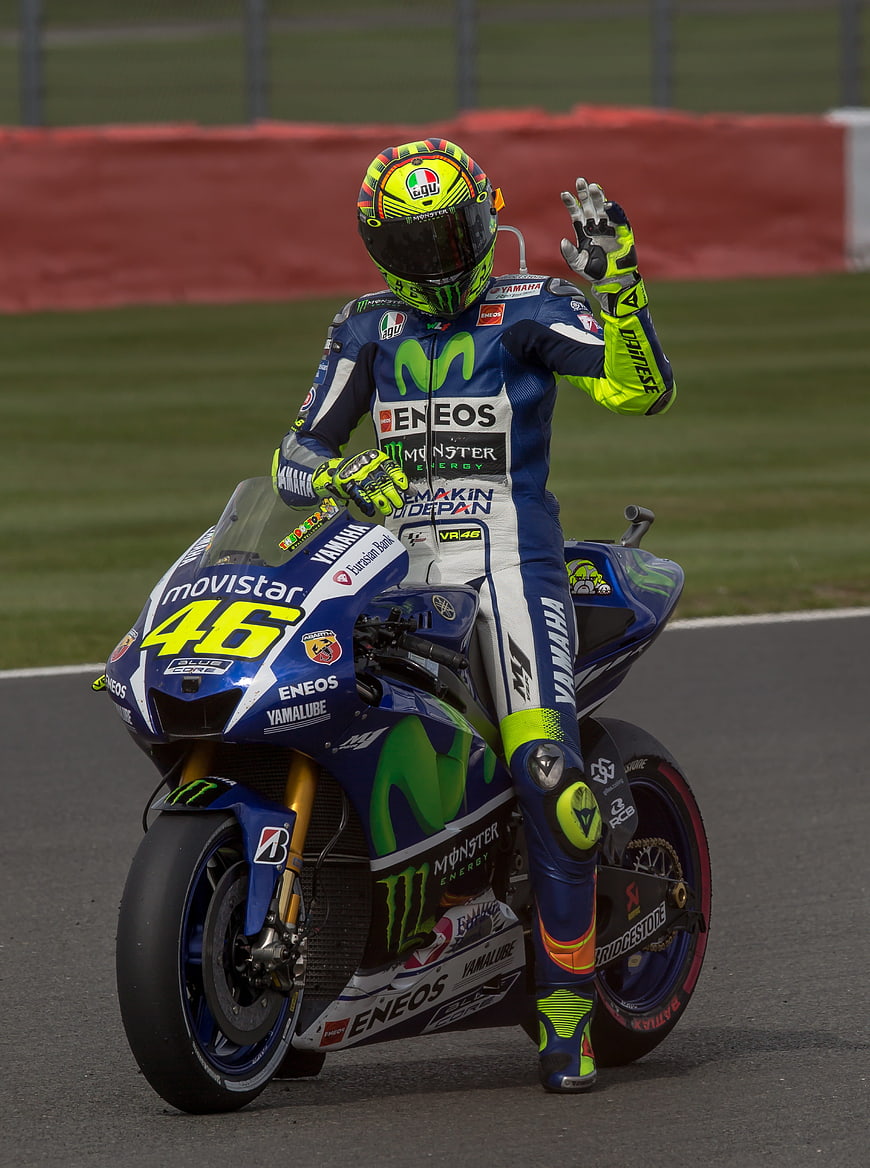 Valentino Rossi on Yamaha MotoGP Bike Waving