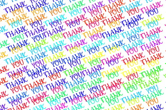 Multicolored Thank You Text Pattern on White Background