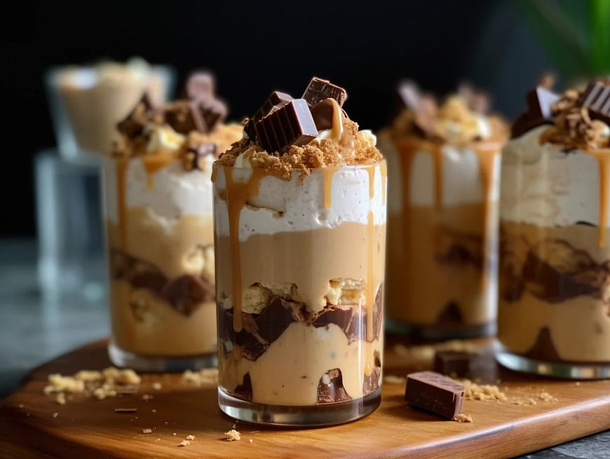 Decadent Chocolate Caramel Parfait Dessert in Glass