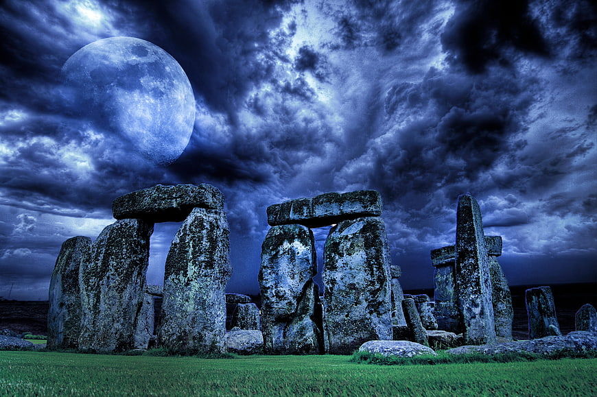 Stonehenge Monument Under Dramatic Moonlit Sky