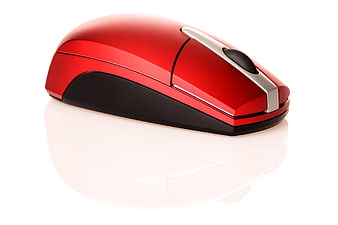 Red Wireless Computer Mouse on White Background