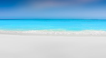 Tropical Beach Landscape With Turquoise Ocean Water And White Sand