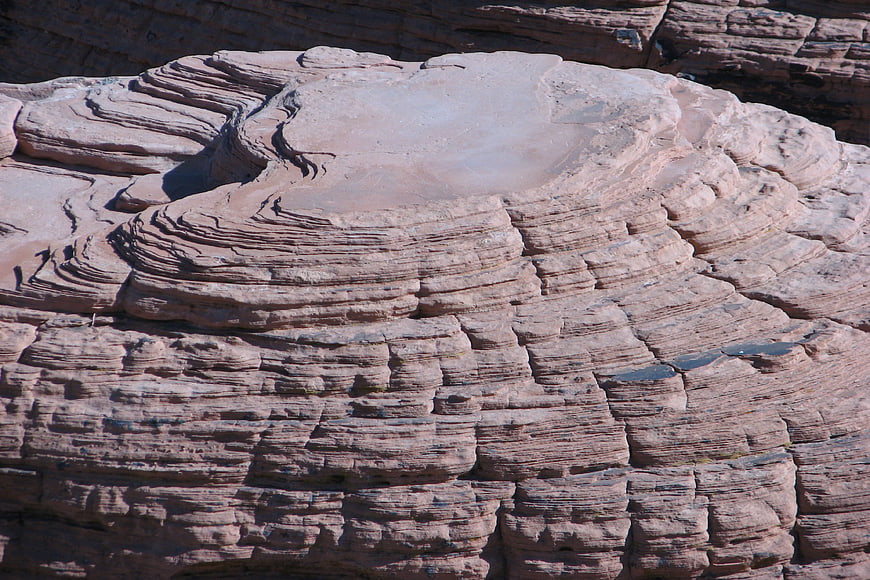 Close-up of layered sandstone rock formation texture