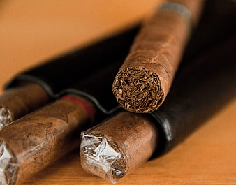 Close-up of Premium Cigars in Leather Case