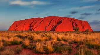 Uluru at sunset in the Australian outback