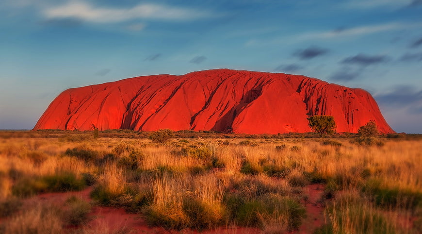 Uluru at sunset in the Australian outback