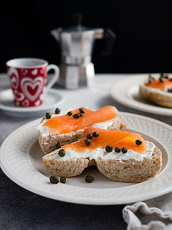 Smoked Salmon Bagel with Cream Cheese and Capers