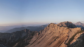 Sunlit Rocky Mountain Ridge at Golden Hour