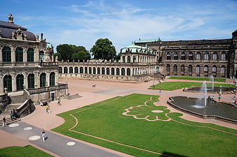 Zwinger Palace Dresden Courtyard with Fountains and Gardens