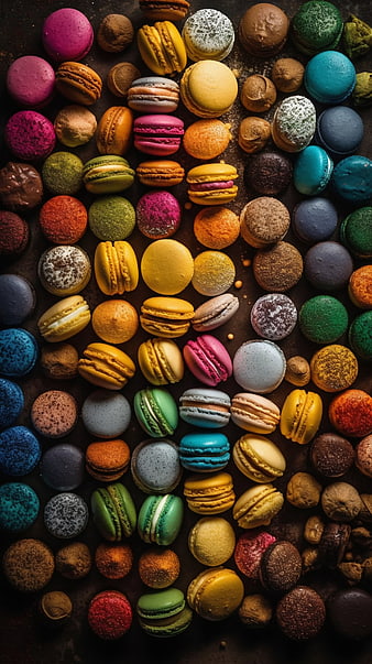 Colorful assortment of gourmet macarons and truffles