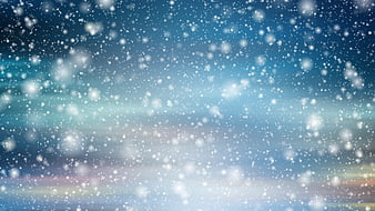 Abstract Blue Snowfall Background With Soft Bokeh Lights