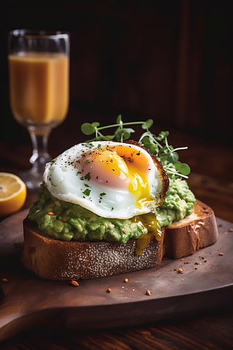 Avocado Toast with Fried Egg and Coffee