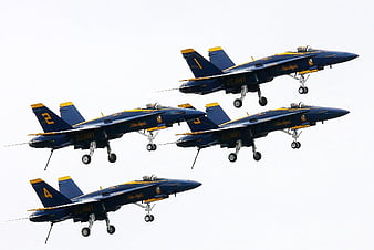 US Navy Blue Angels F/A-18 Hornets in Formation Flight
