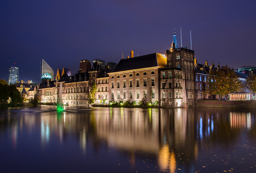 Binnenhof Parliament Building Reflection at Night in The Hague