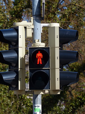 Red Pedestrian Traffic Light Signal Close Up
