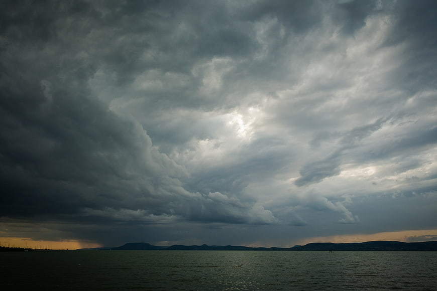 Dramatic Storm Clouds Over Lake Balaton at Sunset