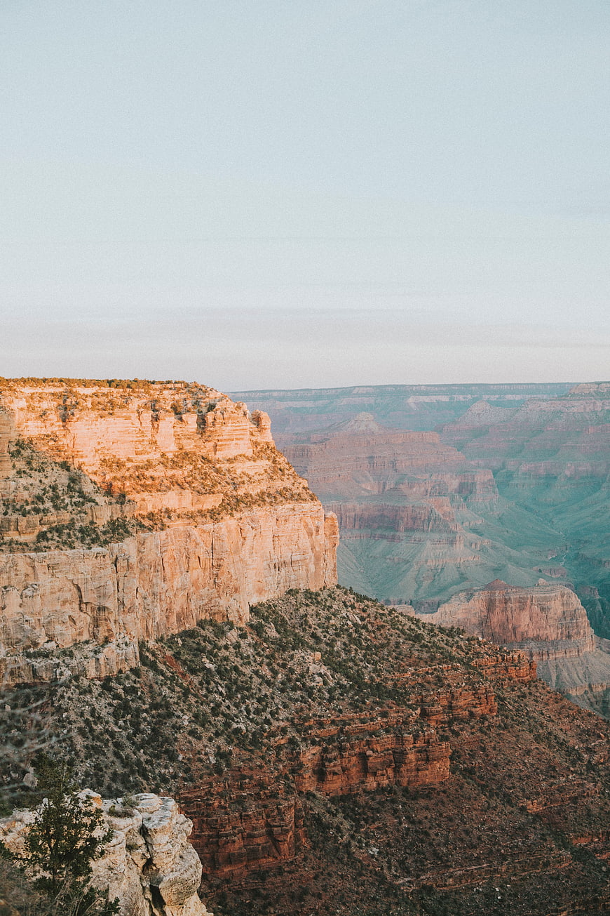 Grand Canyon Landscape at Sunset with Red Rock Cliffs