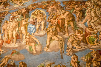 Michelangelo's Last Judgment Fresco Detail Sistine Chapel Vatican