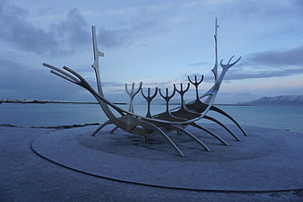 Sun Voyager Sculpture in Reykjavik at Dusk