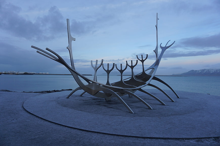 Sun Voyager Sculpture in Reykjavik at Dusk