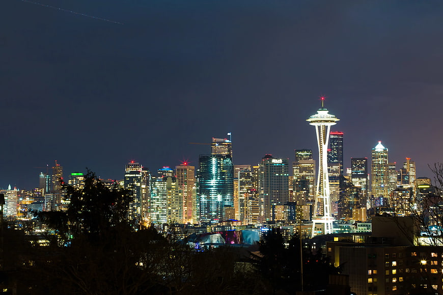 Seattle Skyline at Night with Space Needle