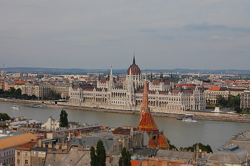 Budapest Parliament Building and Danube River Panorama