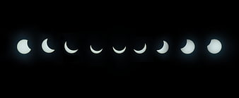 Solar Eclipse Sequence Stages on Black Background