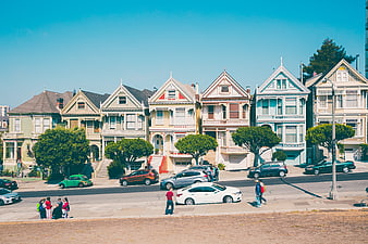 Painted Ladies Victorian Houses San Francisco Street View