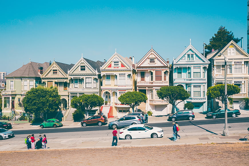 Painted Ladies Victorian Houses San Francisco Street View