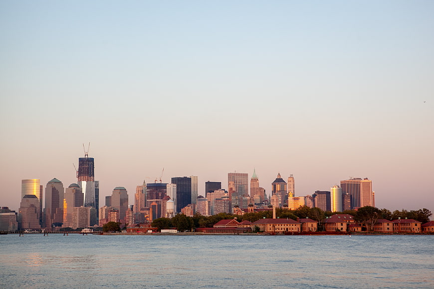 Boston Skyline at Sunset Over Water