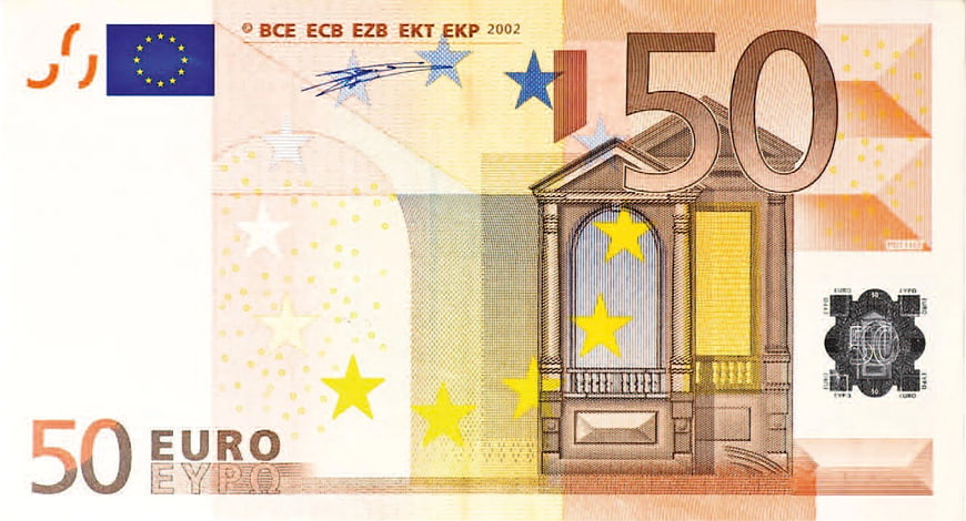 50 Euro Banknote Front Side Close-Up