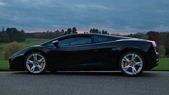 Black Lamborghini Gallardo Side Profile at Dusk