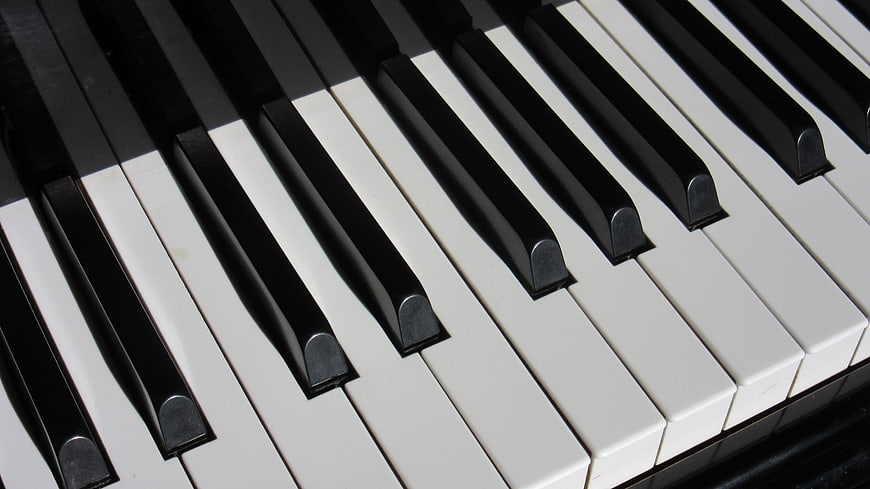 Close-up of black and white piano keys