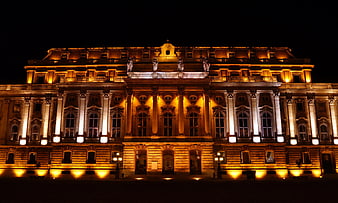 Illuminated Baroque Opera House at Night