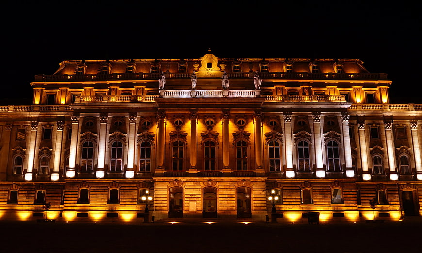 Illuminated Baroque Opera House at Night
