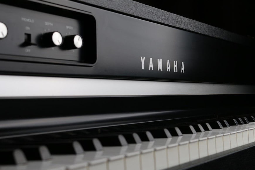 Close-up of Yamaha Digital Piano Keys and Controls