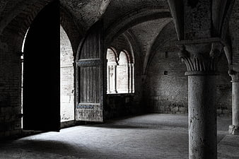Dark Stone Interior of Ancient Medieval Fortress