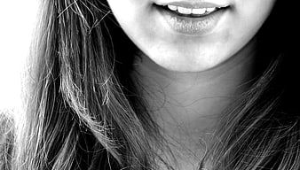 Close-up of Woman Smiling in Black and White