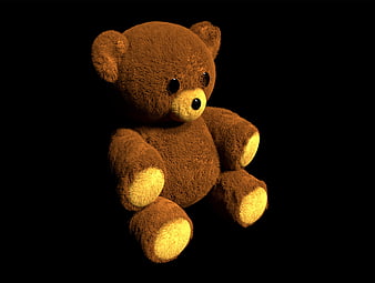 3D Rendered Brown Teddy Bear on Black Background