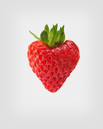 Fresh Heart-Shaped Strawberry on White Background