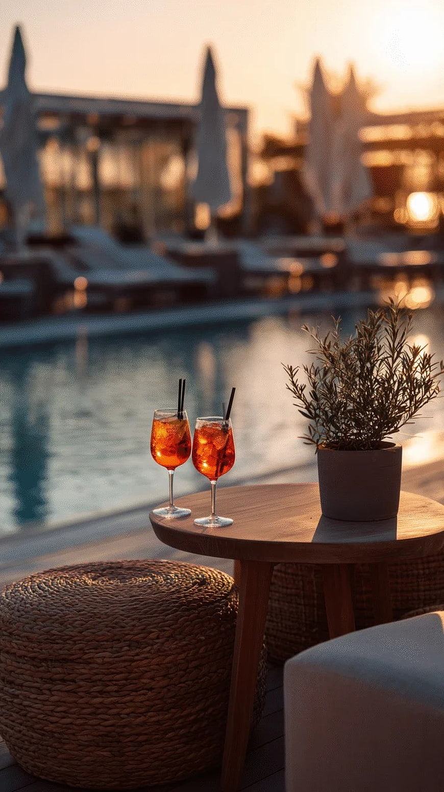 Refreshing Sunset Cocktails by the Poolside