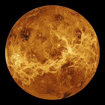 Venus Surface Map with Golden Atmosphere and Clouds