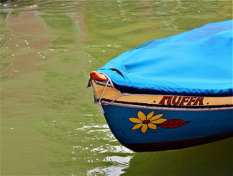 Colorful Venetian Boat Named Muffa in Murano Canal