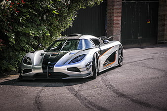 Silver Koenigsegg Agera RS Hypercar Parked on Street