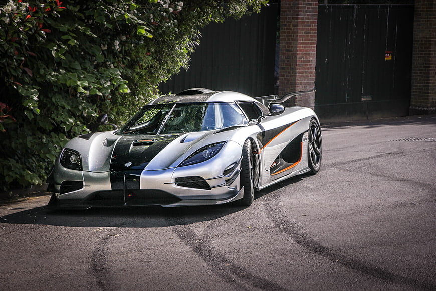 Silver Koenigsegg Agera RS Hypercar Parked on Street